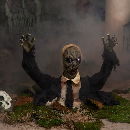 19" Lighted & Animated Groundbreaking Zombie Halloween Decoration